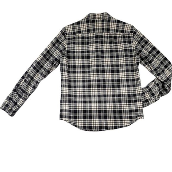 Fossil Button Down Shirt Mens Medium Black White Plaid Long Sleeve Pocket - Picture 3 of 10